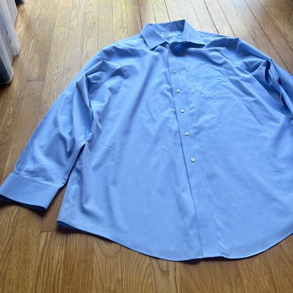 Brooks Brothers Size 17 34 Blue Regent Non Iron Supima Cotton Button Up Shirt - Picture 6 of 12
